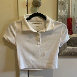 white cropped Aéropostale polo top